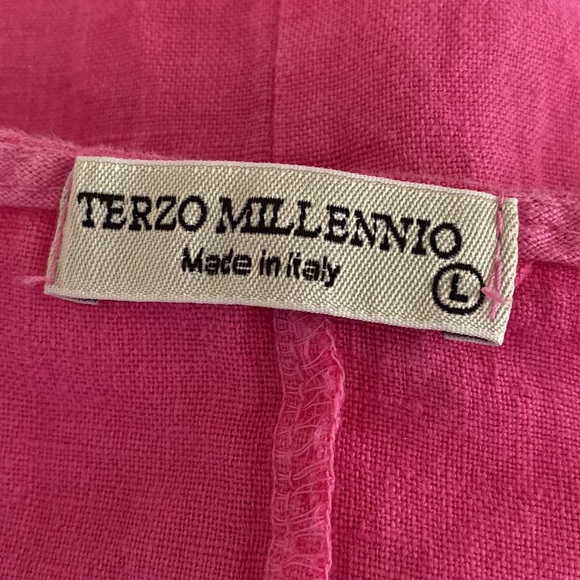 Terzo Millennio 100% linen stunning tiered pink dress. Made in Italy. - Picture 11 of 13